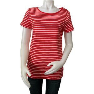 Women’s T-shirt Size M WORKSHOP Short Sleeve Stripped Red/ White